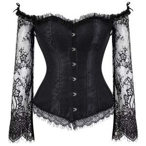 𝅺CORSETS, Overbust Bustier Top Sexy - Black 01